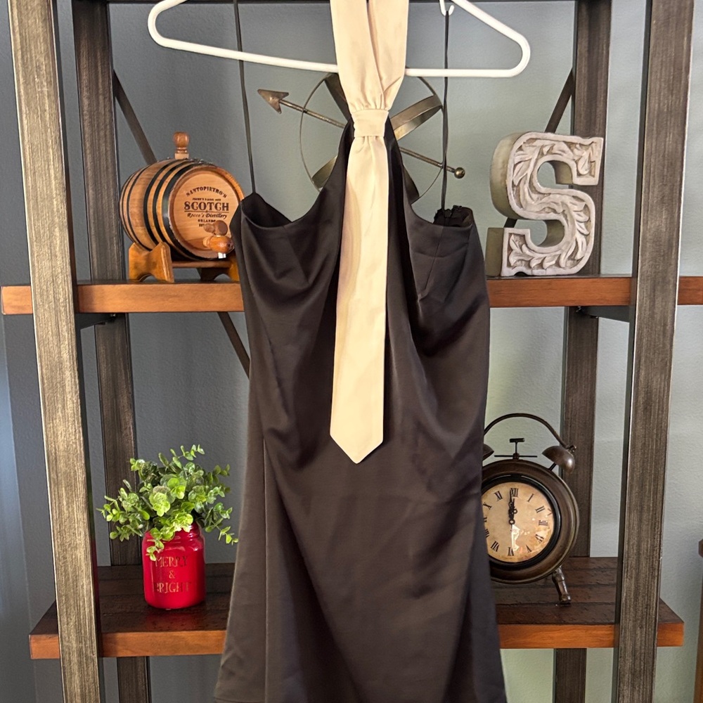 Anthropologie Black and Cream Halter Dress $ 138 msrp ptp 20 - Picture 2 of 6